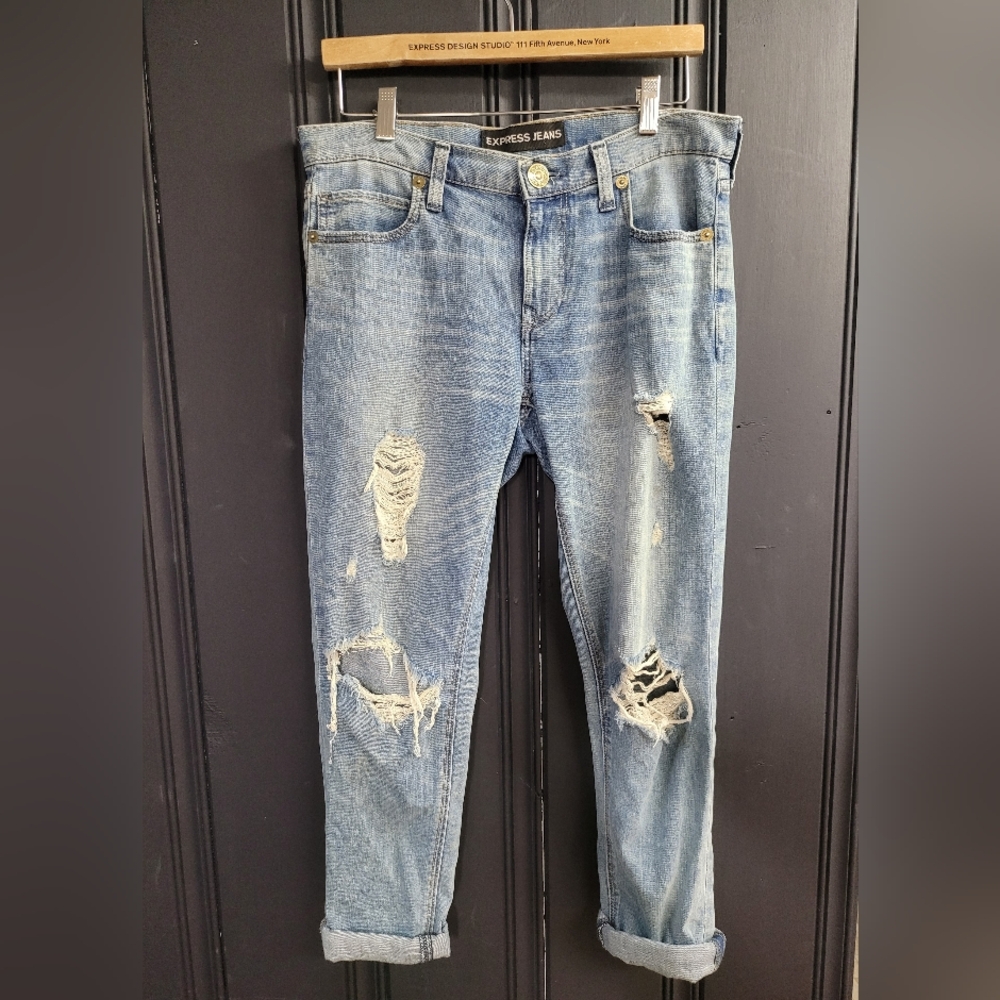 Express Distressed Girlfriend Ankle Denim